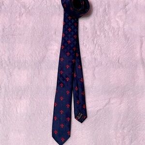 Elegant Navy and Red Floral Men's Tie